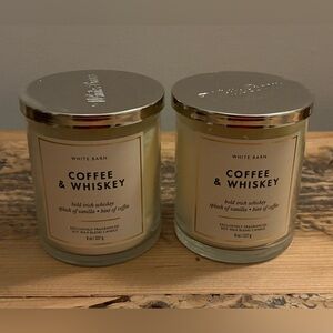 BBW White Barn Coffee & Whiskey Scented Single Wick Candle ~ Lot of 2 NIB